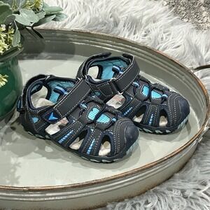 Apakowa Toddler Blue Sandals Outdoor Walking Closed Toe Shoes Grey Blue Size 7